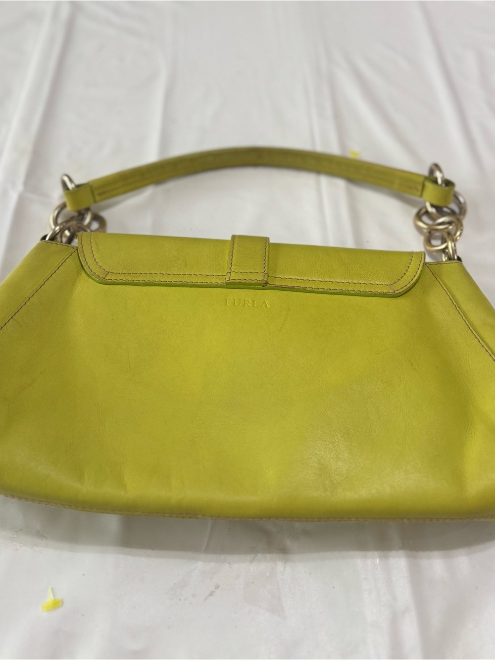 Furla Chartreuse Leather Shoulder Bag with Gold Hardware made in Italy - Picture 10 of 11